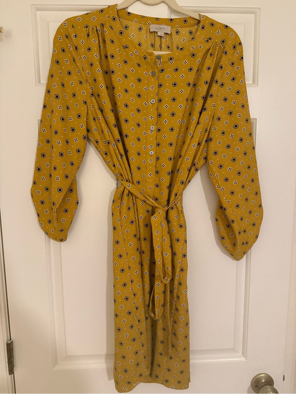 Loft outlet women’s large yellow mustard button down shirt dress